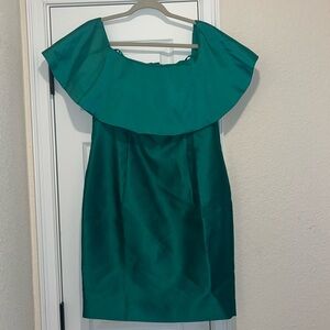 Adrianna Papell Women's Satin Ruffled Off-The-Shoulder Dress size 10